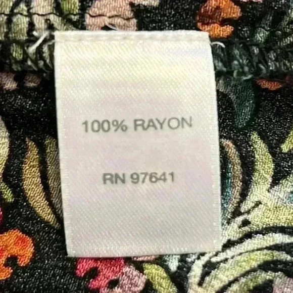 J Jill Top Women’s Medium Black Floral Tunic Long Sleeve Ruffles Boho - Picture 7 of 10